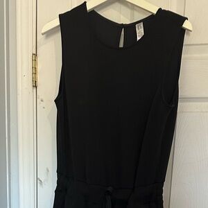 Spanx Black AirLuxe Sleeveless Wide-Leg Jumpsuit Pockets Crew Neck Size L